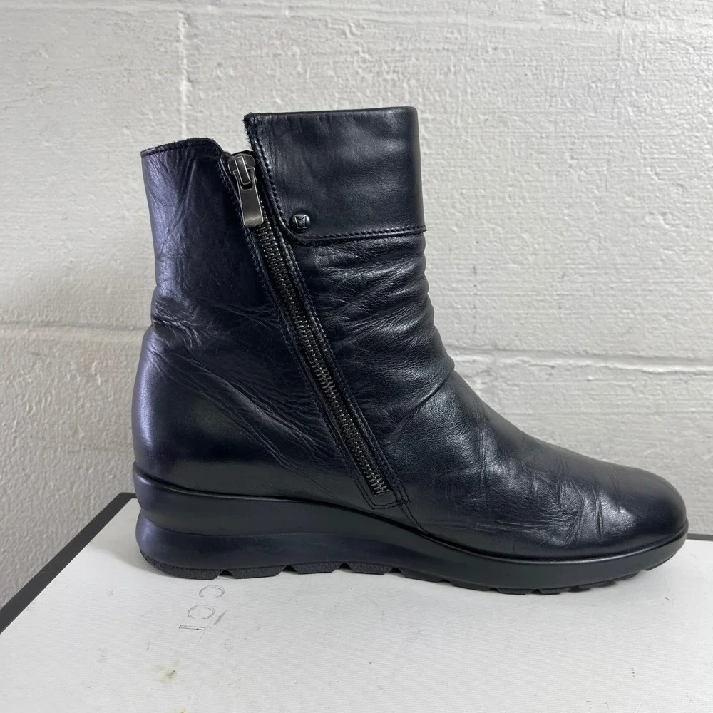 Mephisto Phila Black Leather Ankle Boots Side‎ Zipper Women's Size 10 US